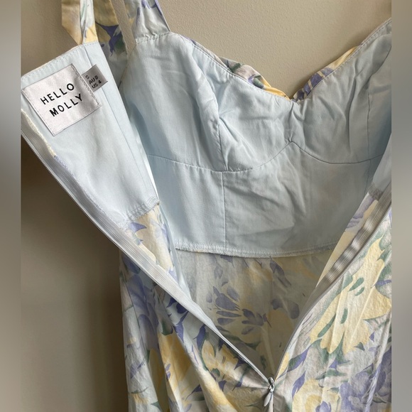 Boutique Floral Pastel Shoulder Tie Bow Sundress Sweetheart Neckline Coquette - Picture 15 of 15